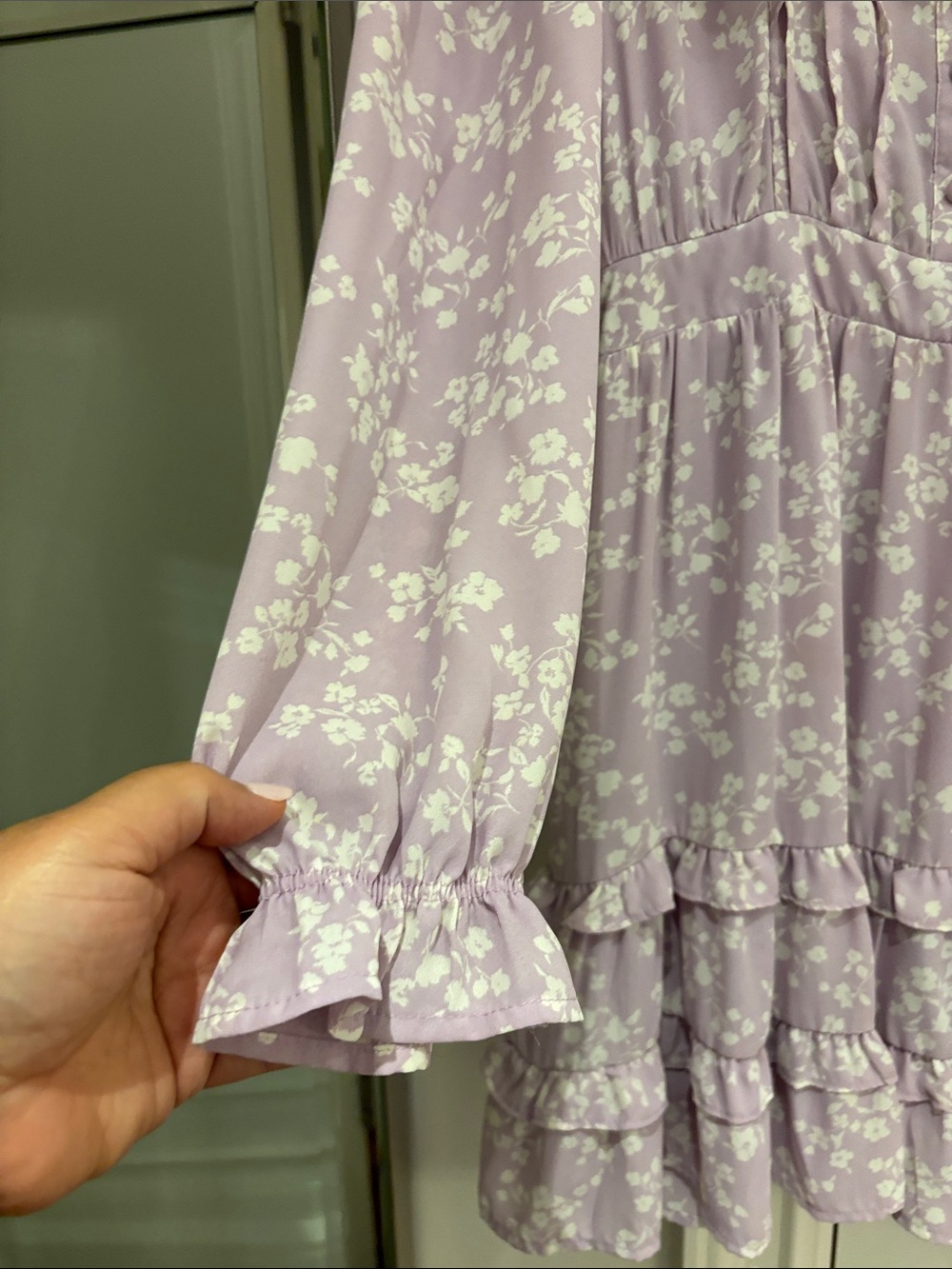 Lavender Floral Ruffle Mini Dress - Picture 4 of 7